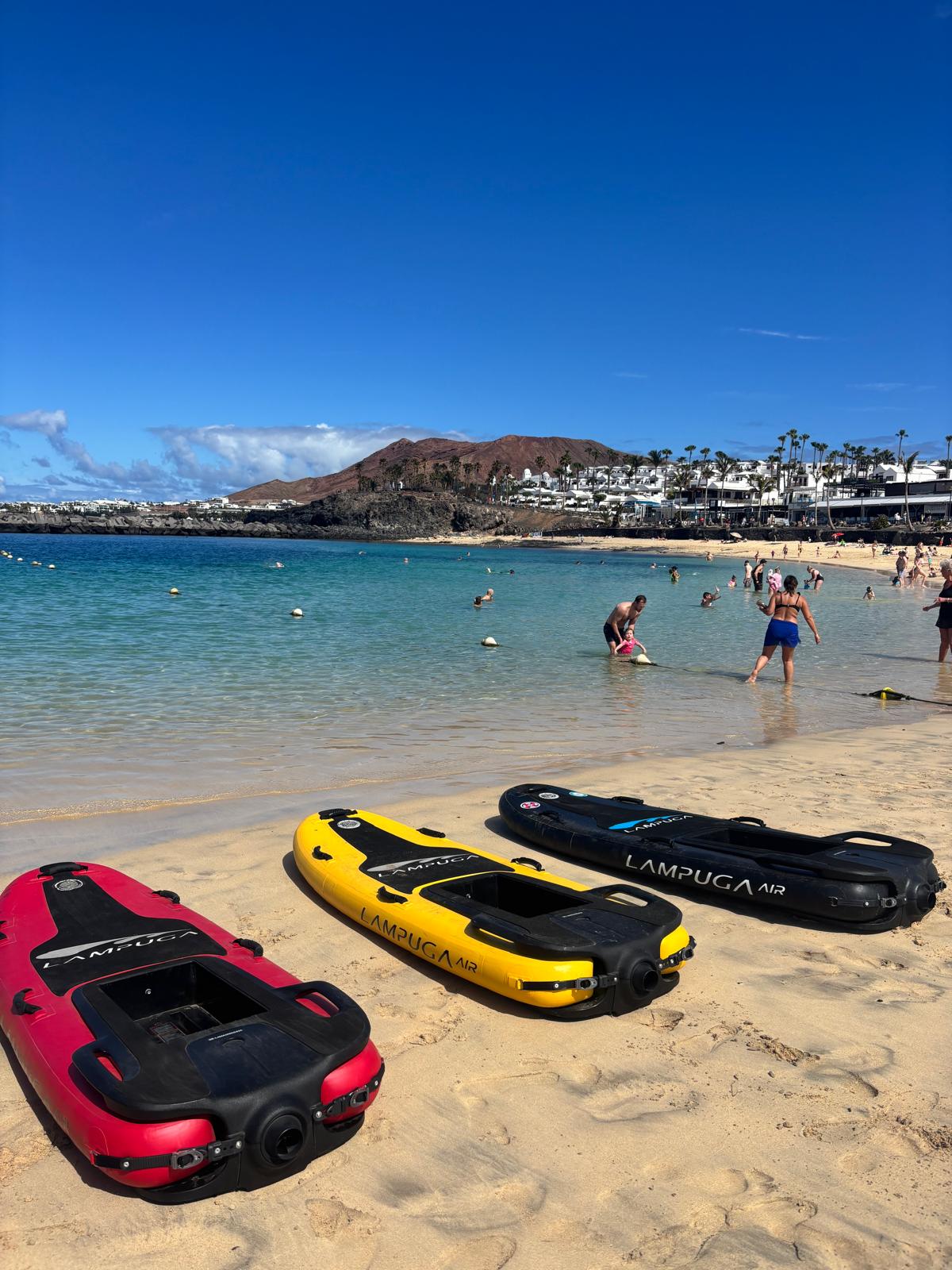 Lampuga boards lined up on Playa Blanca beach