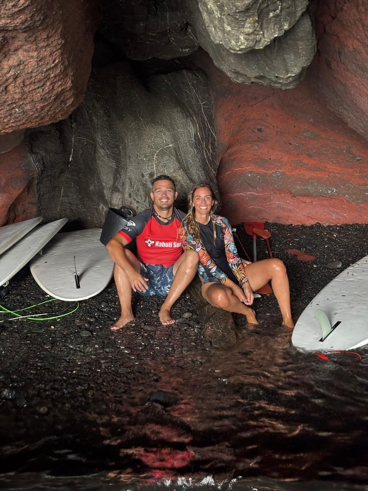 Resting in a cave during SUP Papagayo excursion